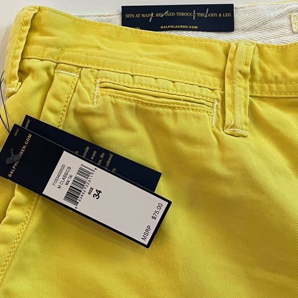 NWT Men’s Yellow Polo Ralph Lauren Relaxed Fit 10” Shorts - Picture 2 of 8